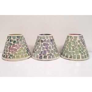 Mosaic Jar Candle Topper Shade Translucent Colors Green Blue Purple Pink 3 1/2"
